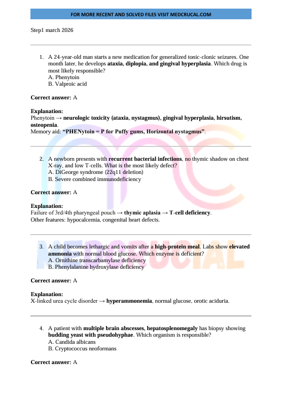 USMLE Step 1 Recalls March-April 2026 | High-Yield Premium Recall File – Updated 2026–2027 - Image 2